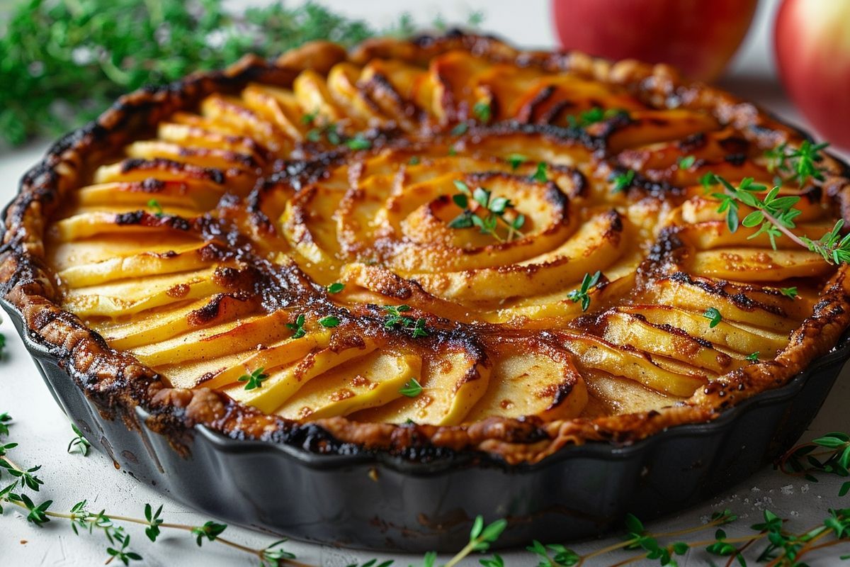 Une tarte aux pommes à réaliser directement dans votre poêle, une méthode simple pour un dessert savoureux